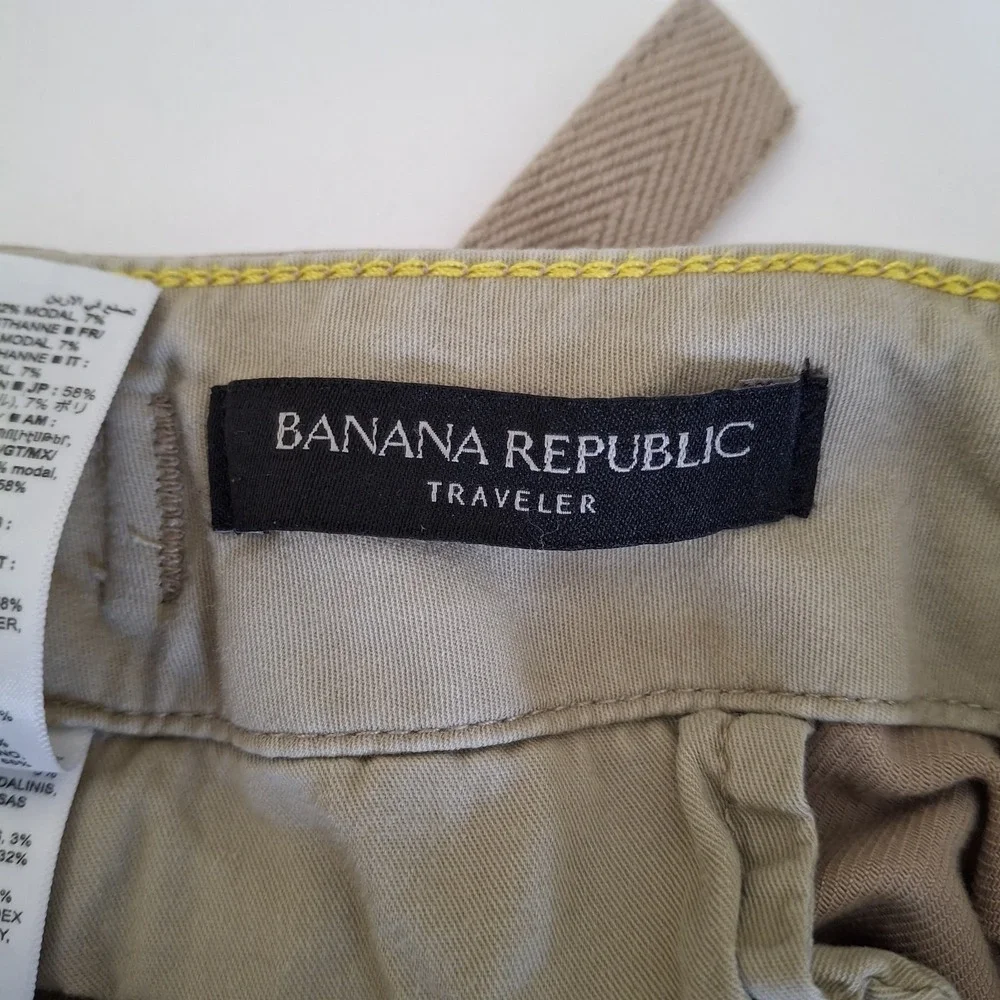 Banana Republic Traveler Tapered Cargo Pants‎ Mens 36R Khaki Beige Stretch Chino